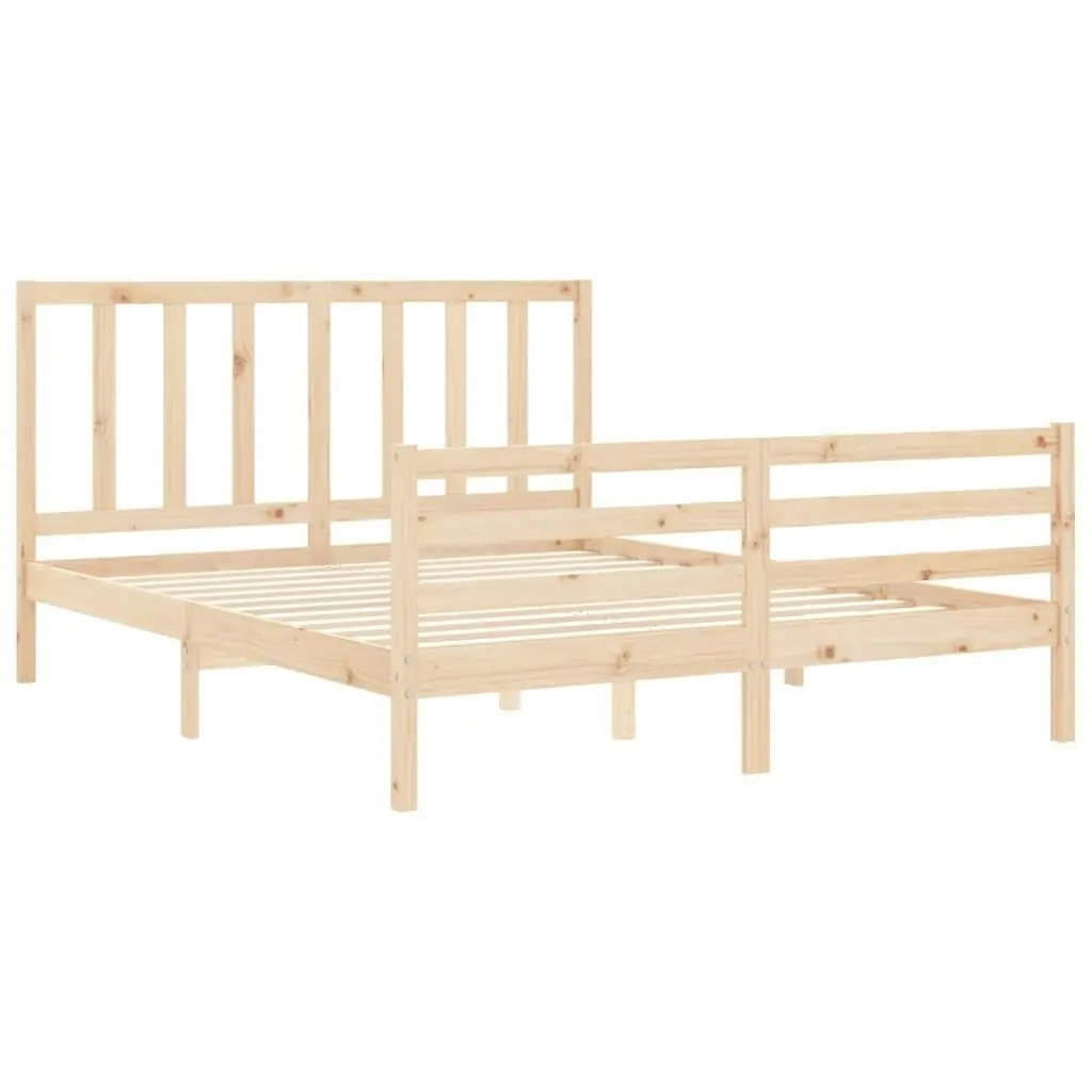 Bed Frame with Headboard 153x203 cm Queen Solid Wood 3193861