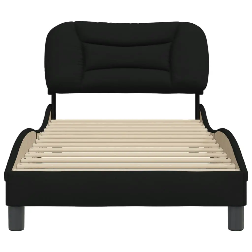 Bed Frame with Headboard Black 92x187 cm Single Size Fabric 3208231