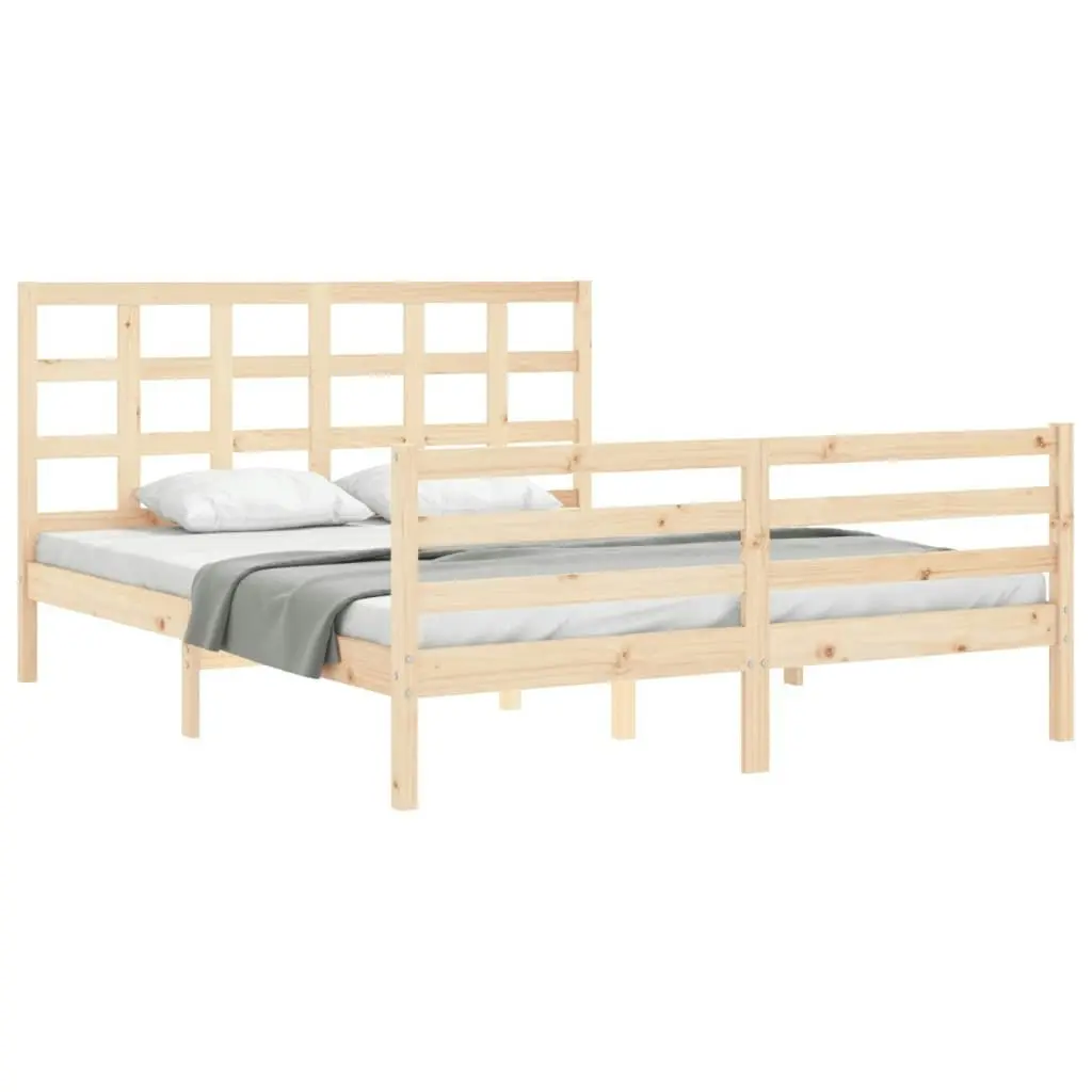 Bed Frame with Headboard 153x203 cm Queen Solid Wood 3193991