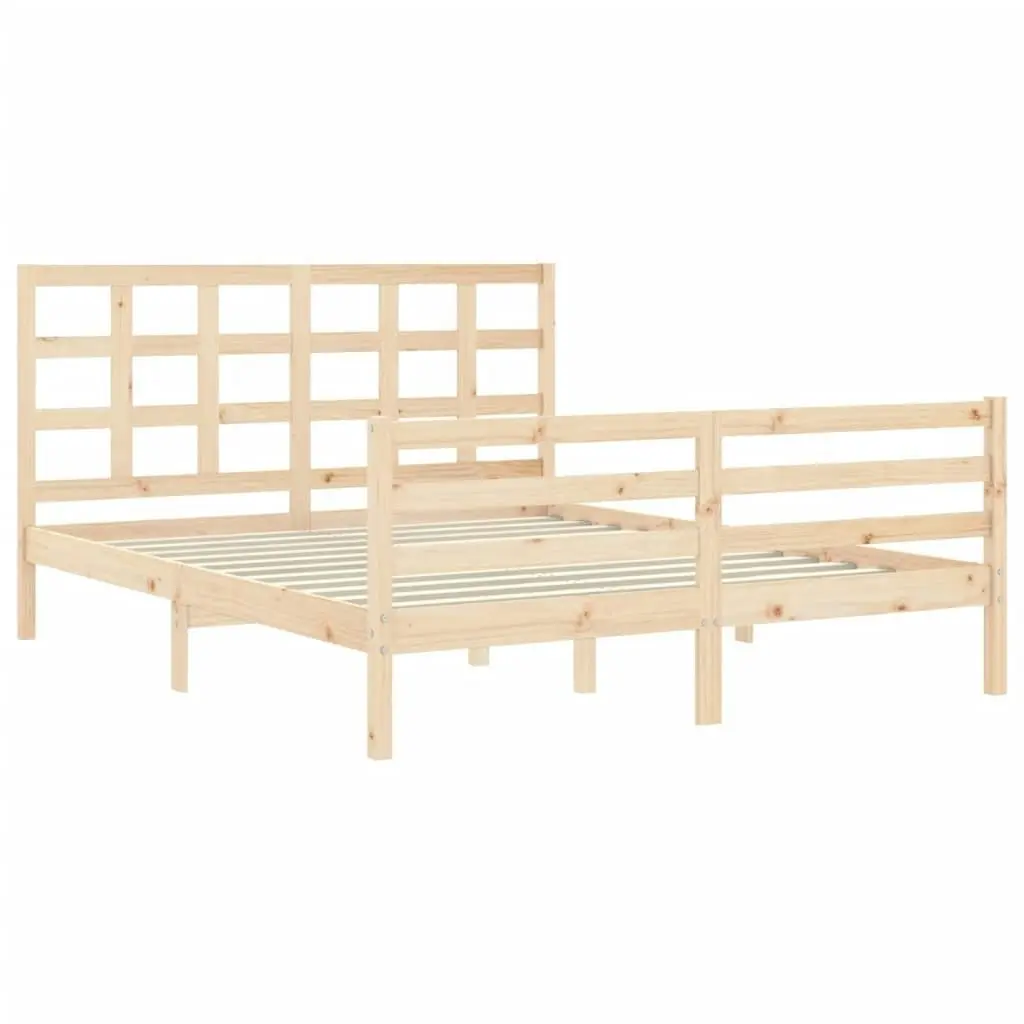 Bed Frame with Headboard 153x203 cm Queen Solid Wood 3193991