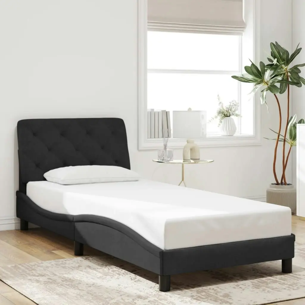 Bed Frame with Headboard Black 90x190 cm Velvet 3207895