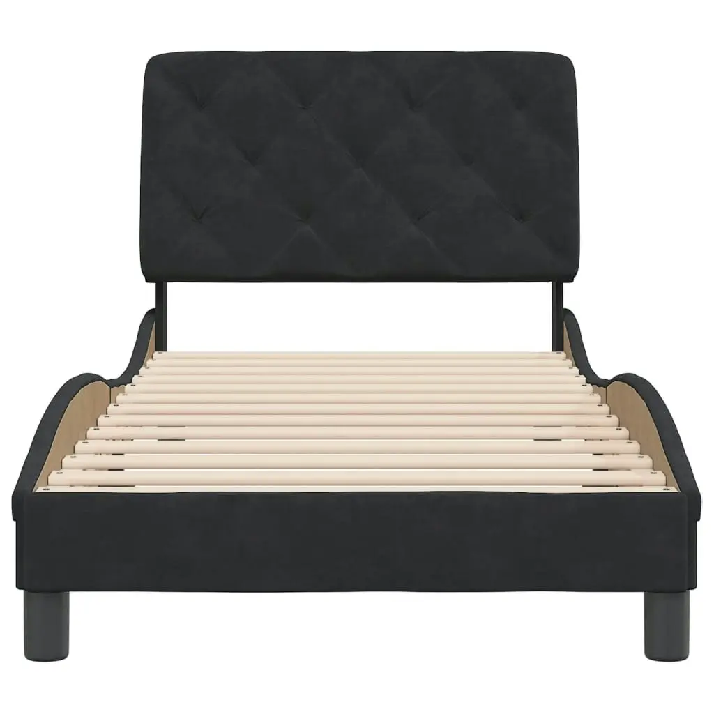 Bed Frame with Headboard Black 90x190 cm Velvet 3207895