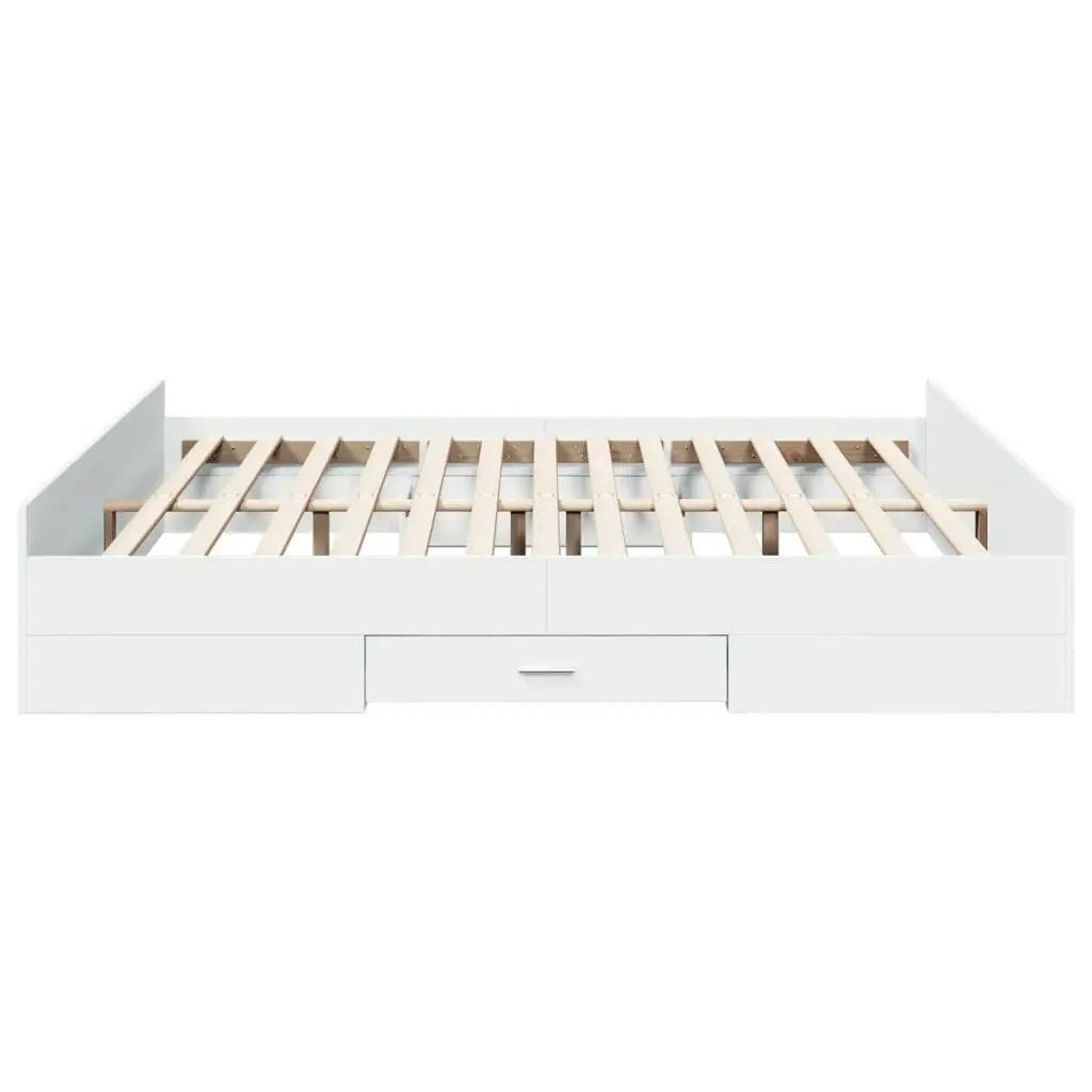 Bed Frame with Drawers White 183x203 cm King Size Engineered Wood 3280272