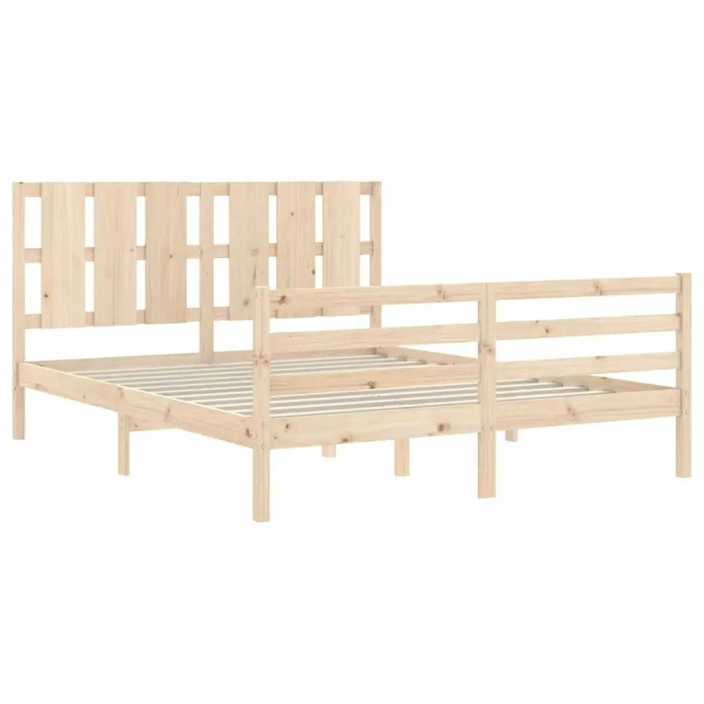 Bed Frame with Headboard 153x203 cm Queen Solid Wood 3194121