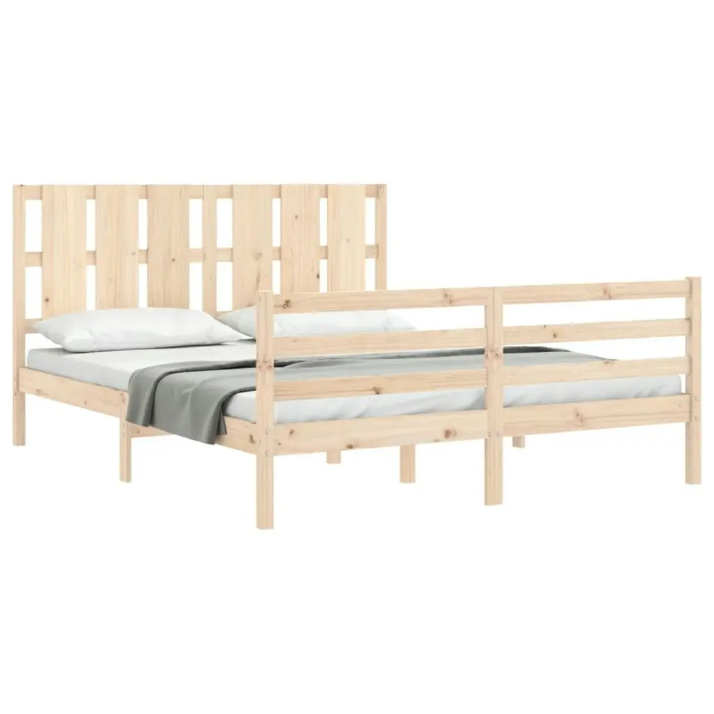 Bed Frame with Headboard 153x203 cm Queen Solid Wood 3194121