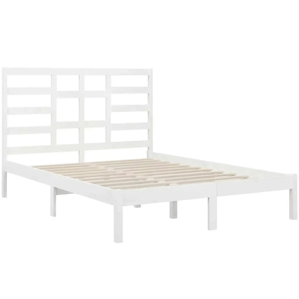 Bed Frame without Mattress White Solid Wood 135x190 cm 3105771