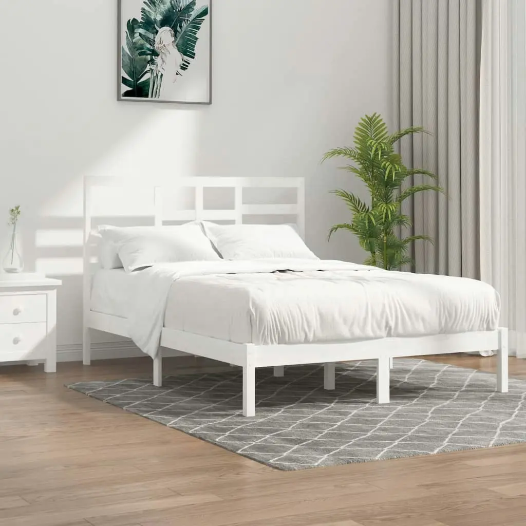 Bed Frame without Mattress White Solid Wood 135x190 cm 3105771