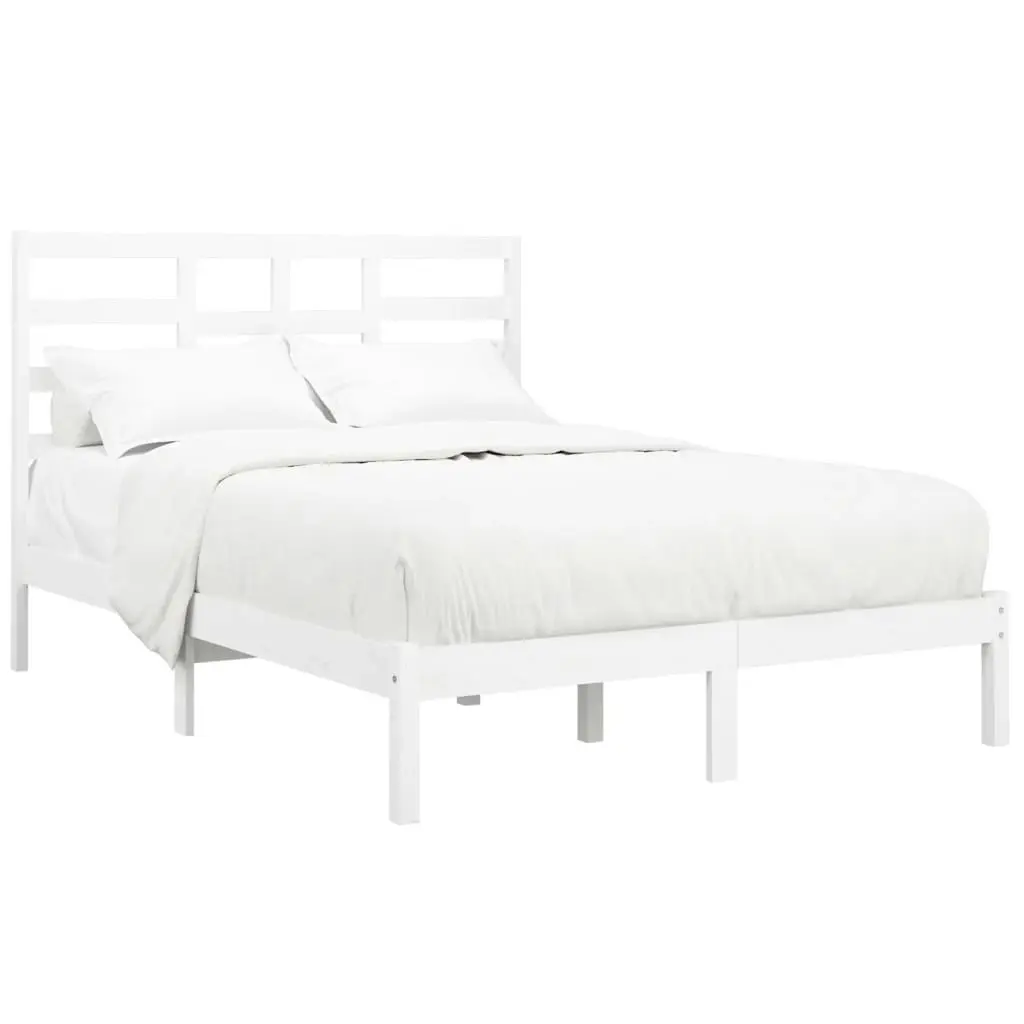 Bed Frame without Mattress White Solid Wood 135x190 cm 3105771