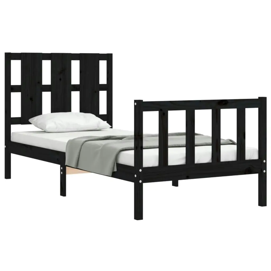 Bed Frame without Mattress Black 90x190 cm Solid Wood Pine 3192200