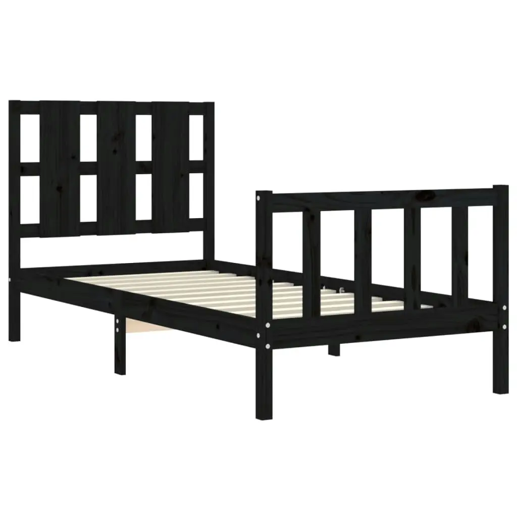 Bed Frame without Mattress Black 90x190 cm Solid Wood Pine 3192200