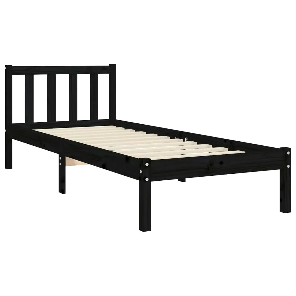 Bed Frame without Mattress Black 90x190 cm Solid Wood Pine 3192200