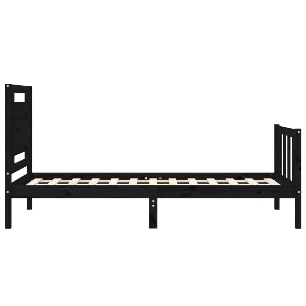 Bed Frame without Mattress Black 90x190 cm Solid Wood Pine 3192200