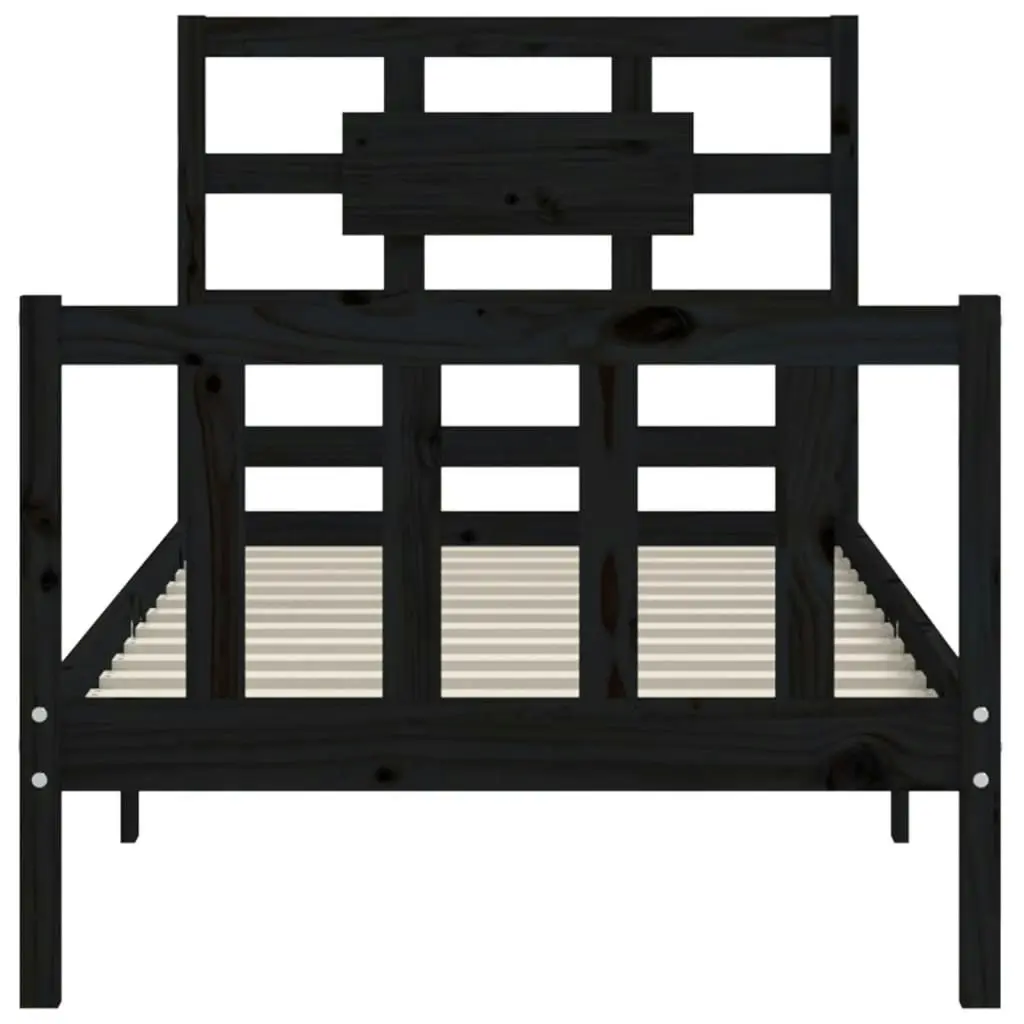 Bed Frame without Mattress Black 90x190 cm Solid Wood Pine 3192525