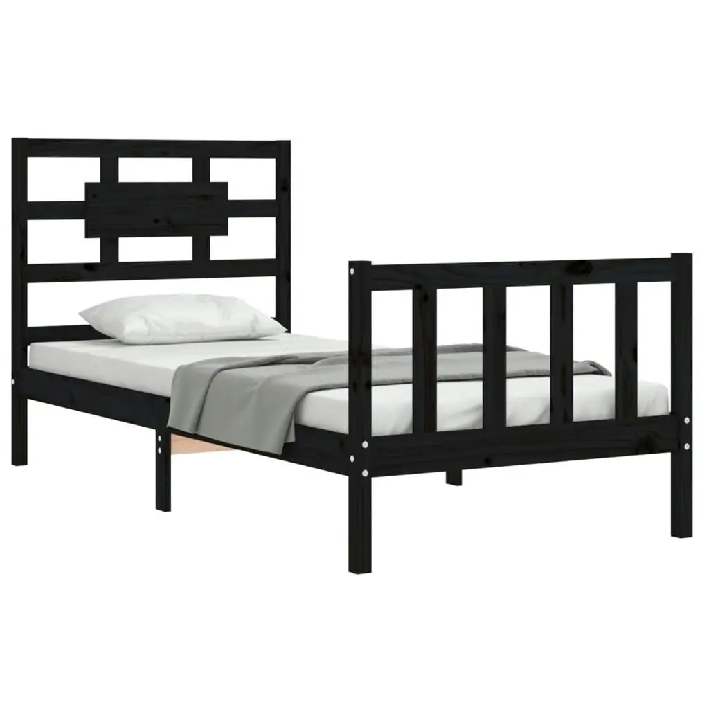 Bed Frame without Mattress Black 90x190 cm Solid Wood Pine 3192525