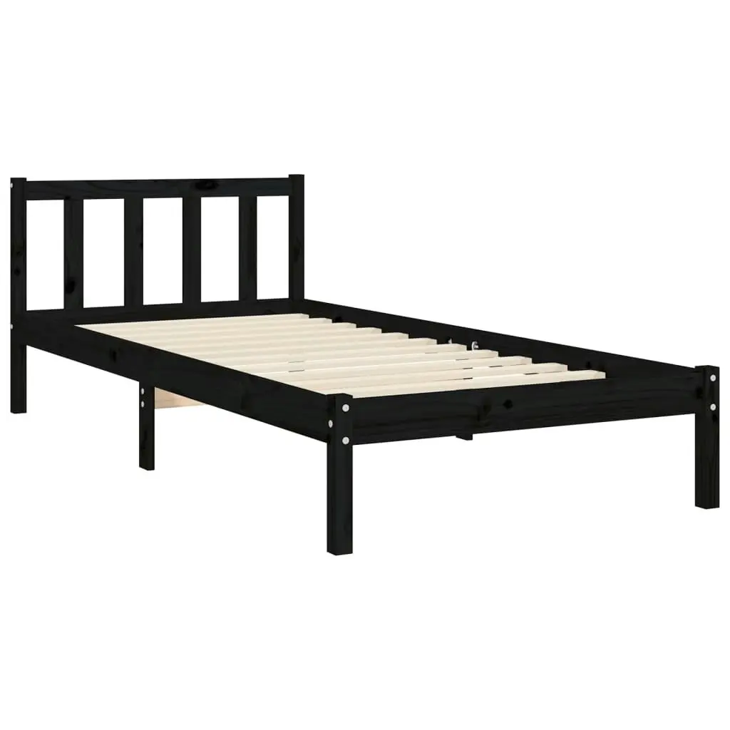 Bed Frame without Mattress Black 90x190 cm Solid Wood Pine 3192525