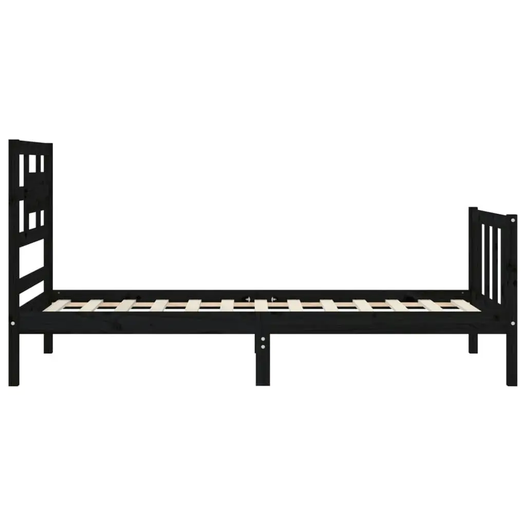 Bed Frame without Mattress Black 90x190 cm Solid Wood Pine 3192525