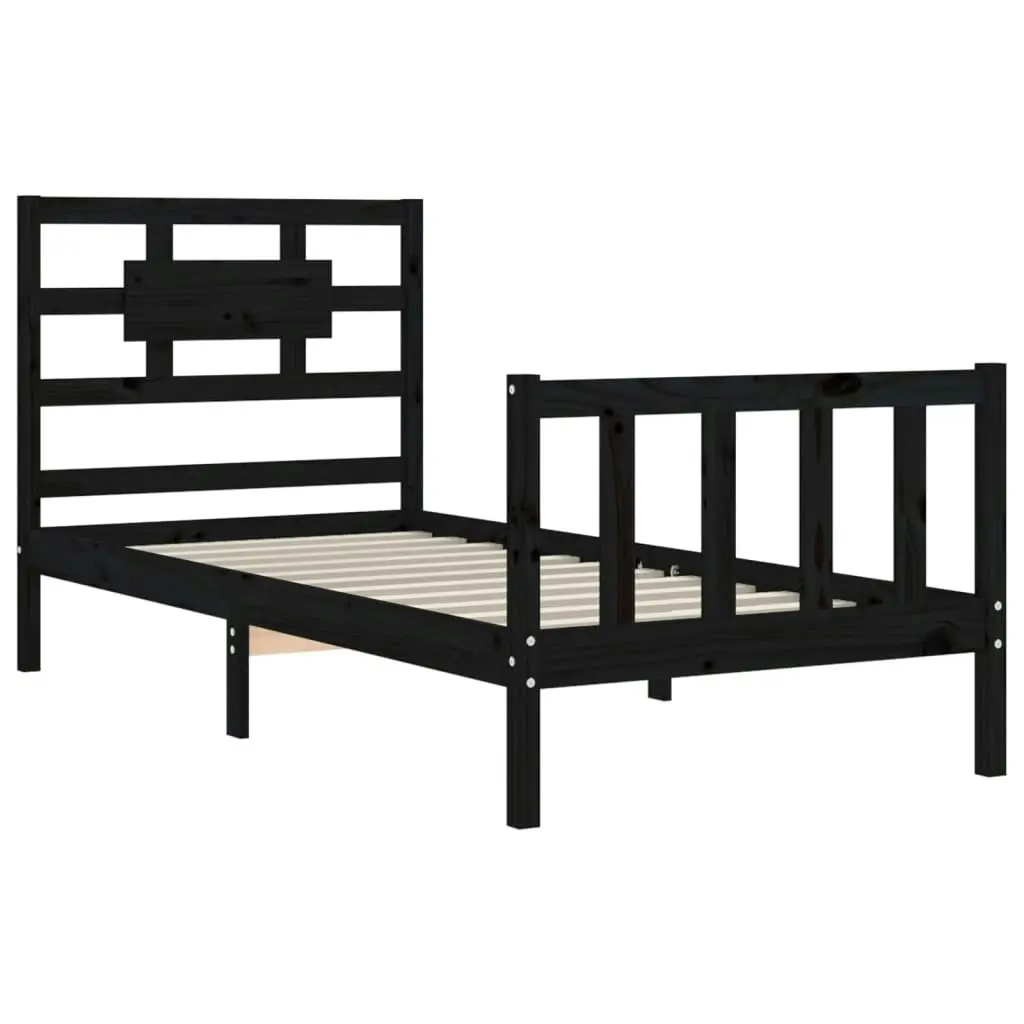 Bed Frame without Mattress Black 90x190 cm Solid Wood Pine 3192525