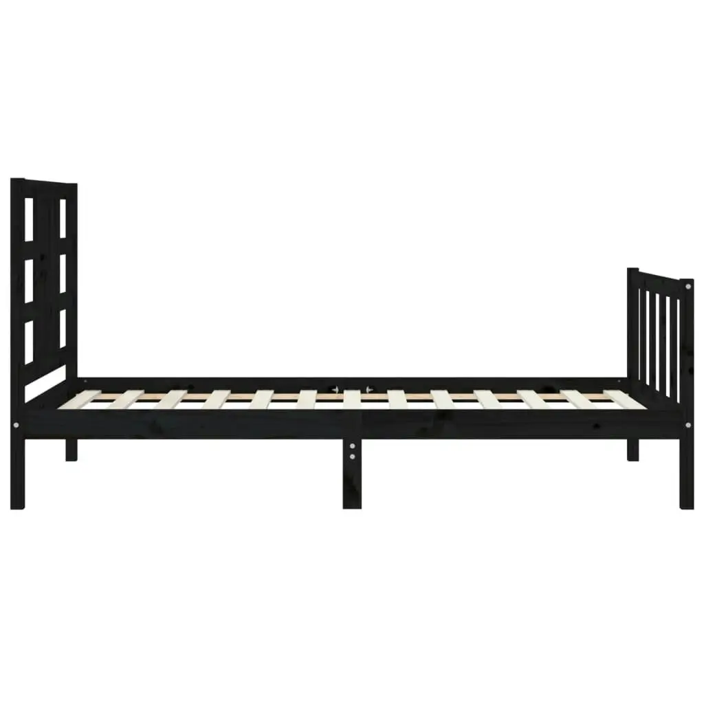 Bed Frame without Mattress Black 90x190 cm Solid Wood Pine 3191940