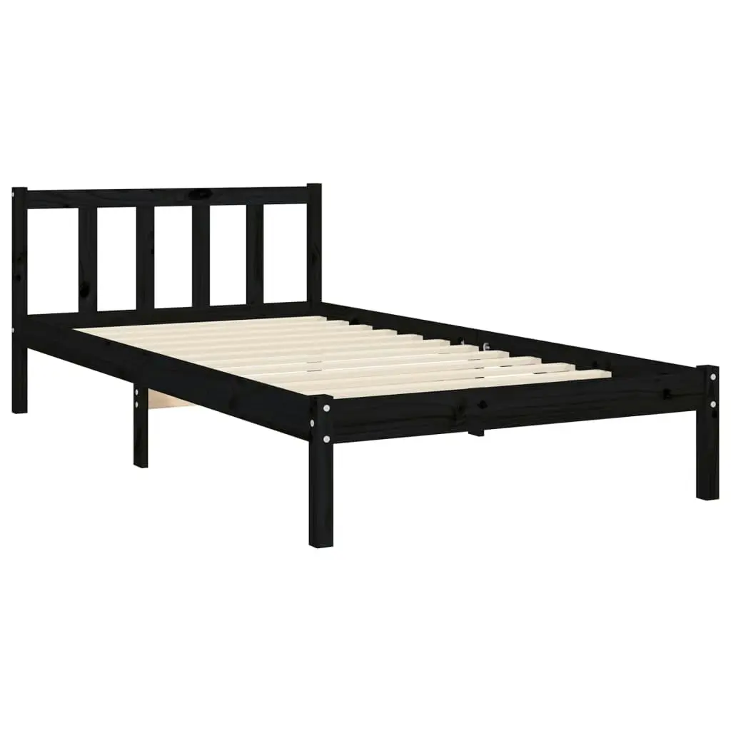 Bed Frame without Mattress Black 90x190 cm Solid Wood Pine 3191940