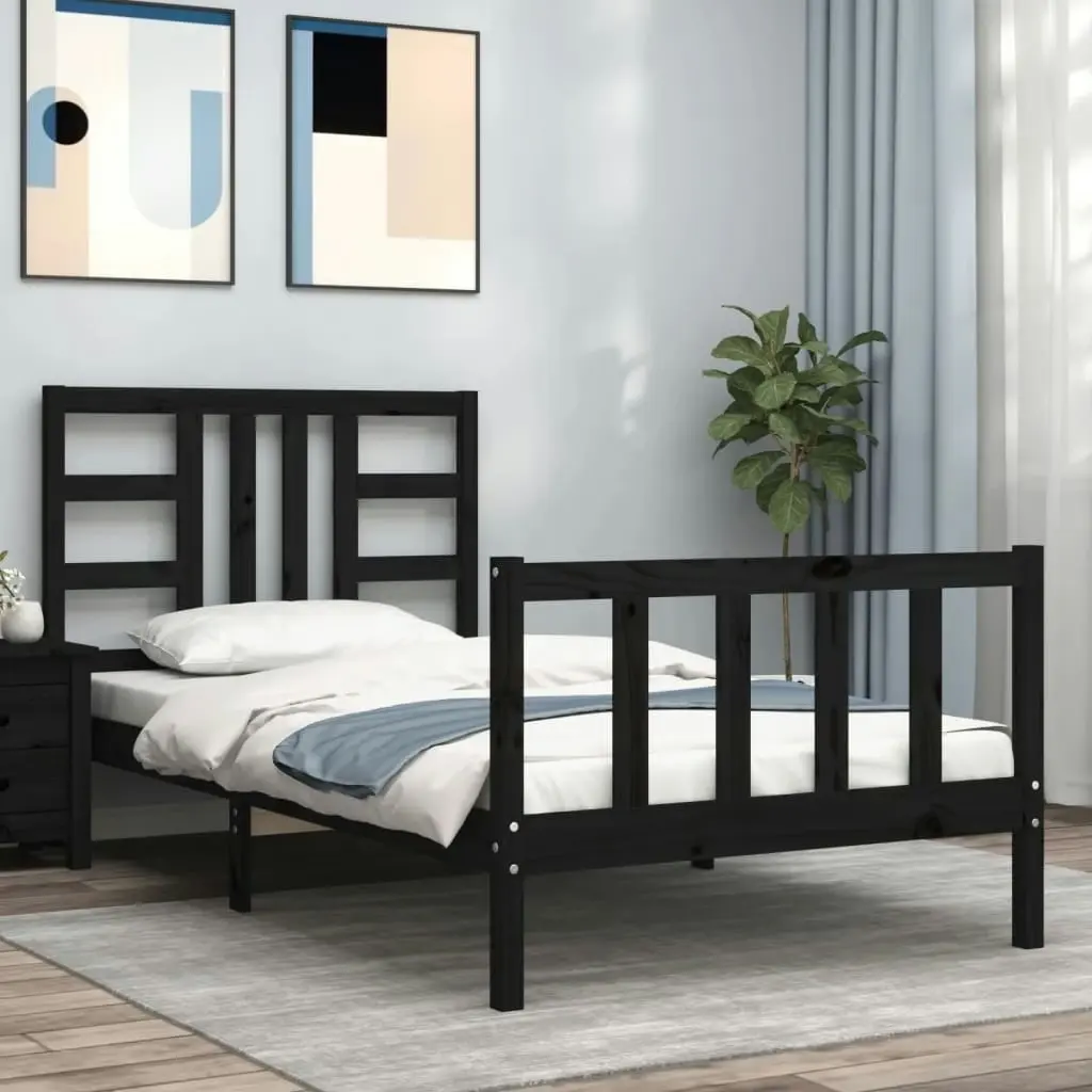 Bed Frame without Mattress Black 90x190 cm Solid Wood Pine 3191940