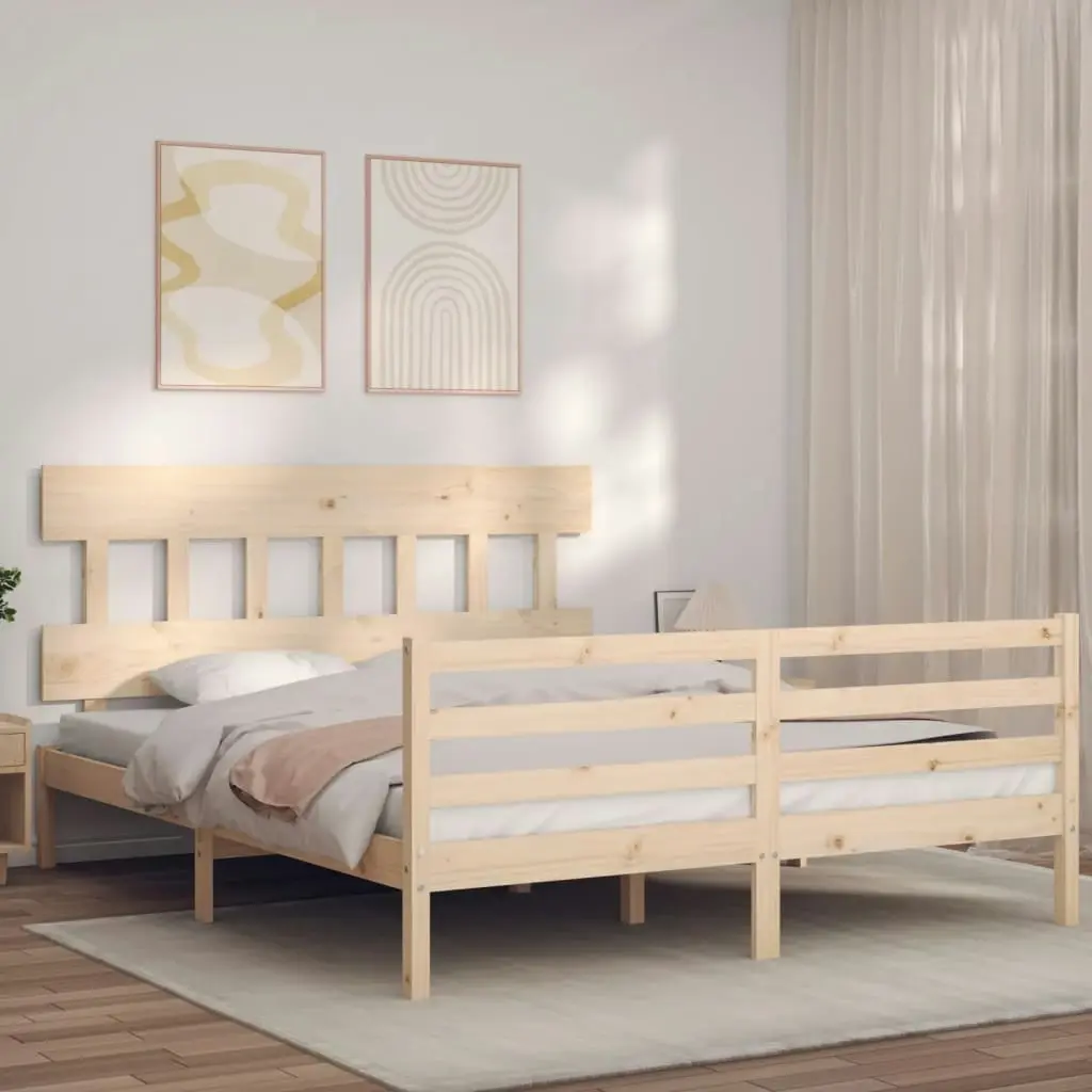 Bed Frame with Headboard  153x203 cm Queen Solid Wood 3195161