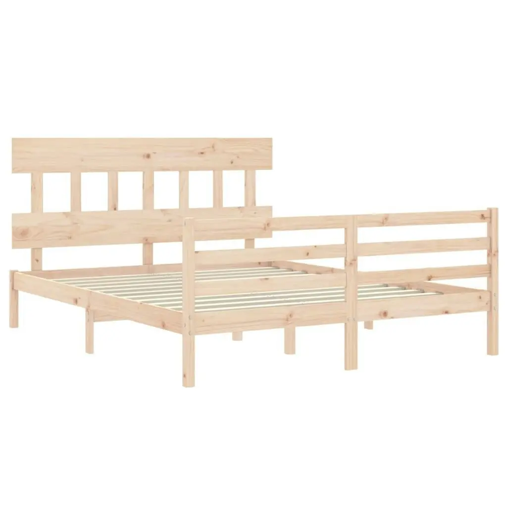 Bed Frame with Headboard  153x203 cm Queen Solid Wood 3195161