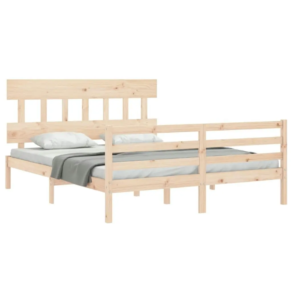 Bed Frame with Headboard  153x203 cm Queen Solid Wood 3195161