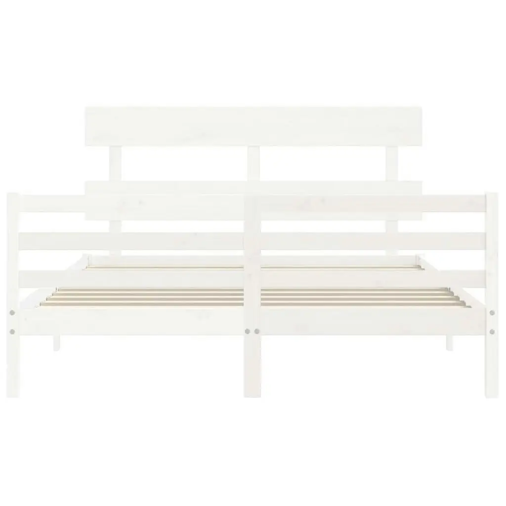 Bed Frame without Mattress White 150x200 cm Solid Wood 3195097