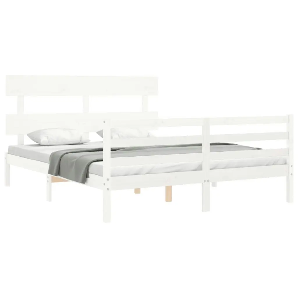 Bed Frame without Mattress White 150x200 cm Solid Wood 3195097