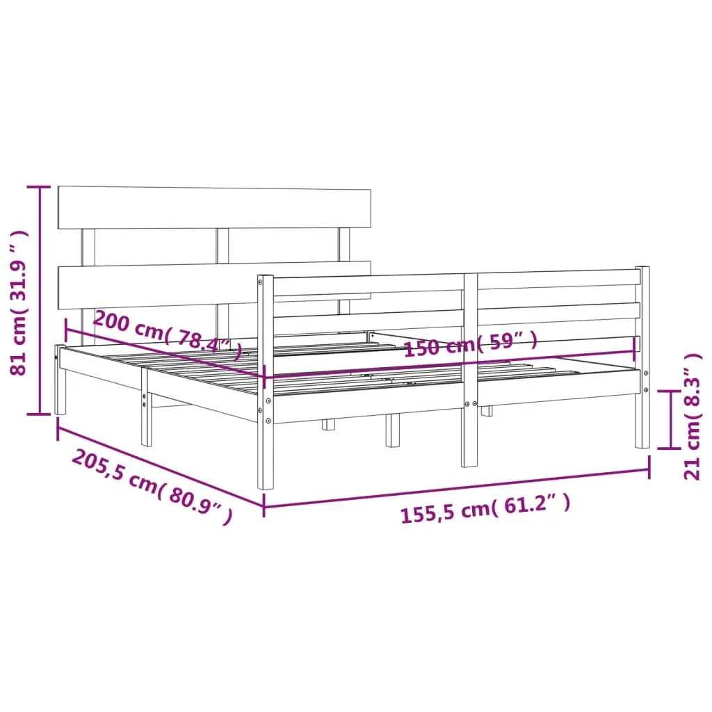 Bed Frame without Mattress White 150x200 cm Solid Wood 3195097