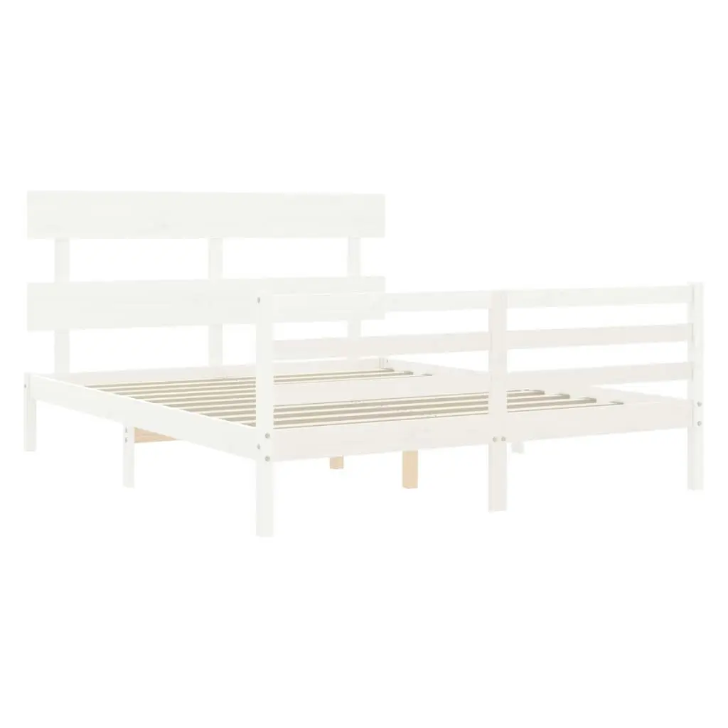 Bed Frame without Mattress White 150x200 cm Solid Wood 3195097