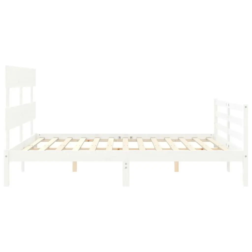 Bed Frame without Mattress White 150x200 cm Solid Wood 3195097