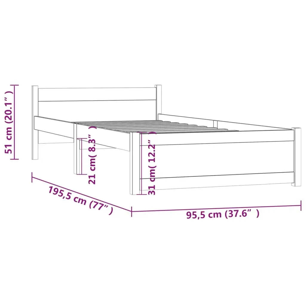 Bed Frame without Mattress Solid Wood 90x190 cm 815009