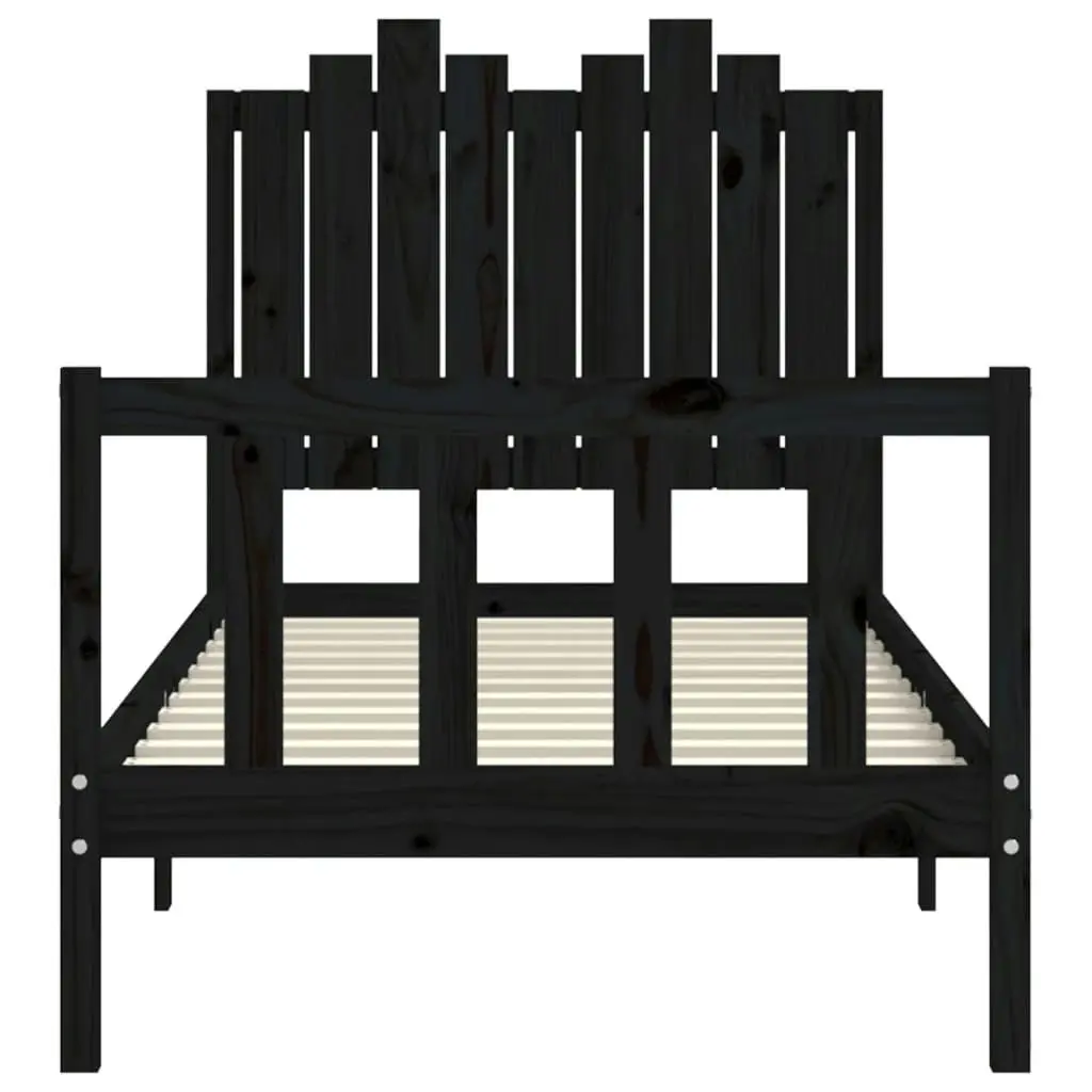 Bed Frame without Mattress Black 90x190 cm Solid Wood Pine 3192265