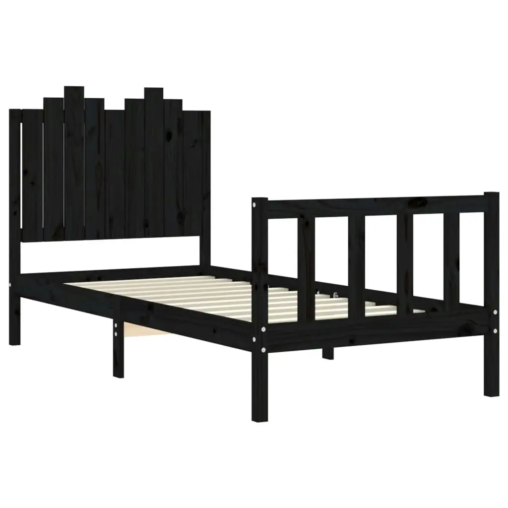 Bed Frame without Mattress Black 90x190 cm Solid Wood Pine 3192265