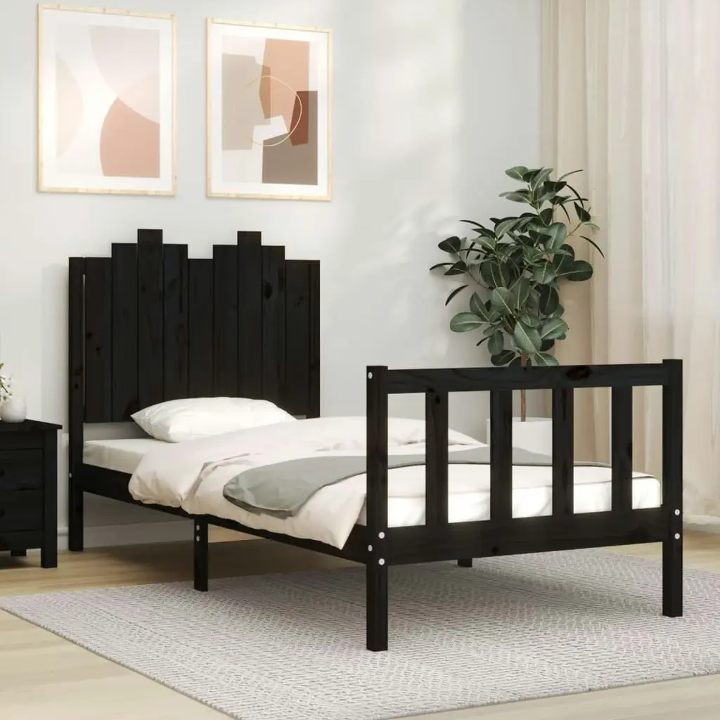 Bed Frame without Mattress Black 90x190 cm Solid Wood Pine 3192265