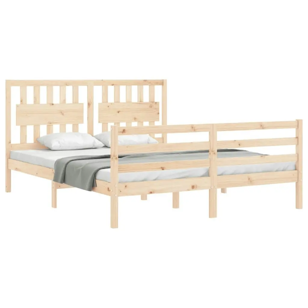 Bed Frame with Headboard 153x203 cm Queen Solid Wood 3194316