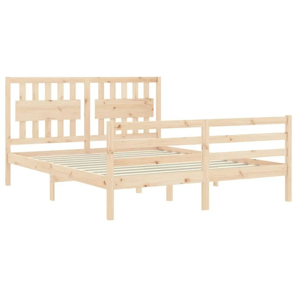 Bed Frame with Headboard 153x203 cm Queen Solid Wood 3194316