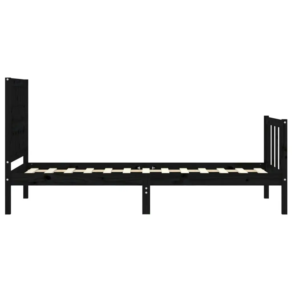 Bed Frame without Mattress Black 90x190 cm Solid Wood Pine 3192395