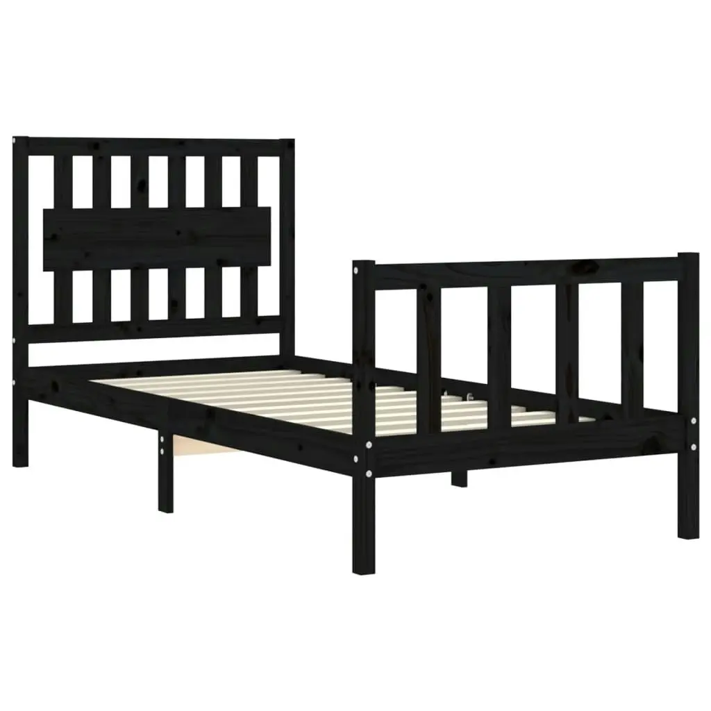 Bed Frame without Mattress Black 90x190 cm Solid Wood Pine 3192395