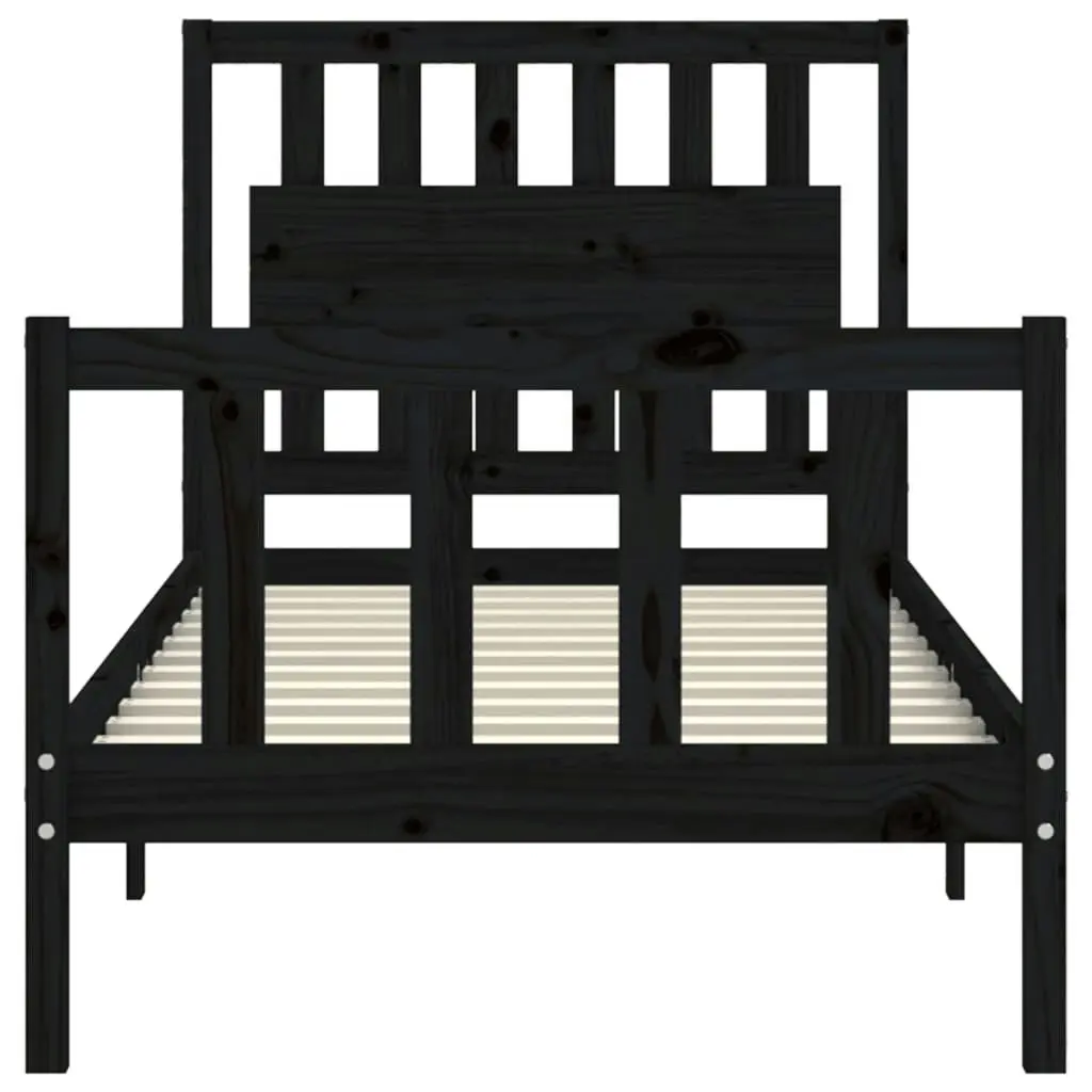 Bed Frame without Mattress Black 90x190 cm Solid Wood Pine 3192395