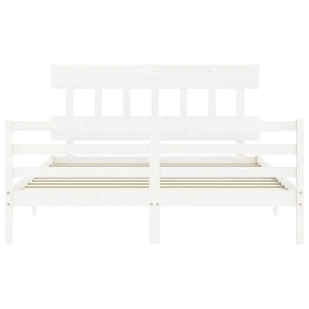 Bed Frame with Headboard  White 153x203 cm Queen Solid Wood 3195162