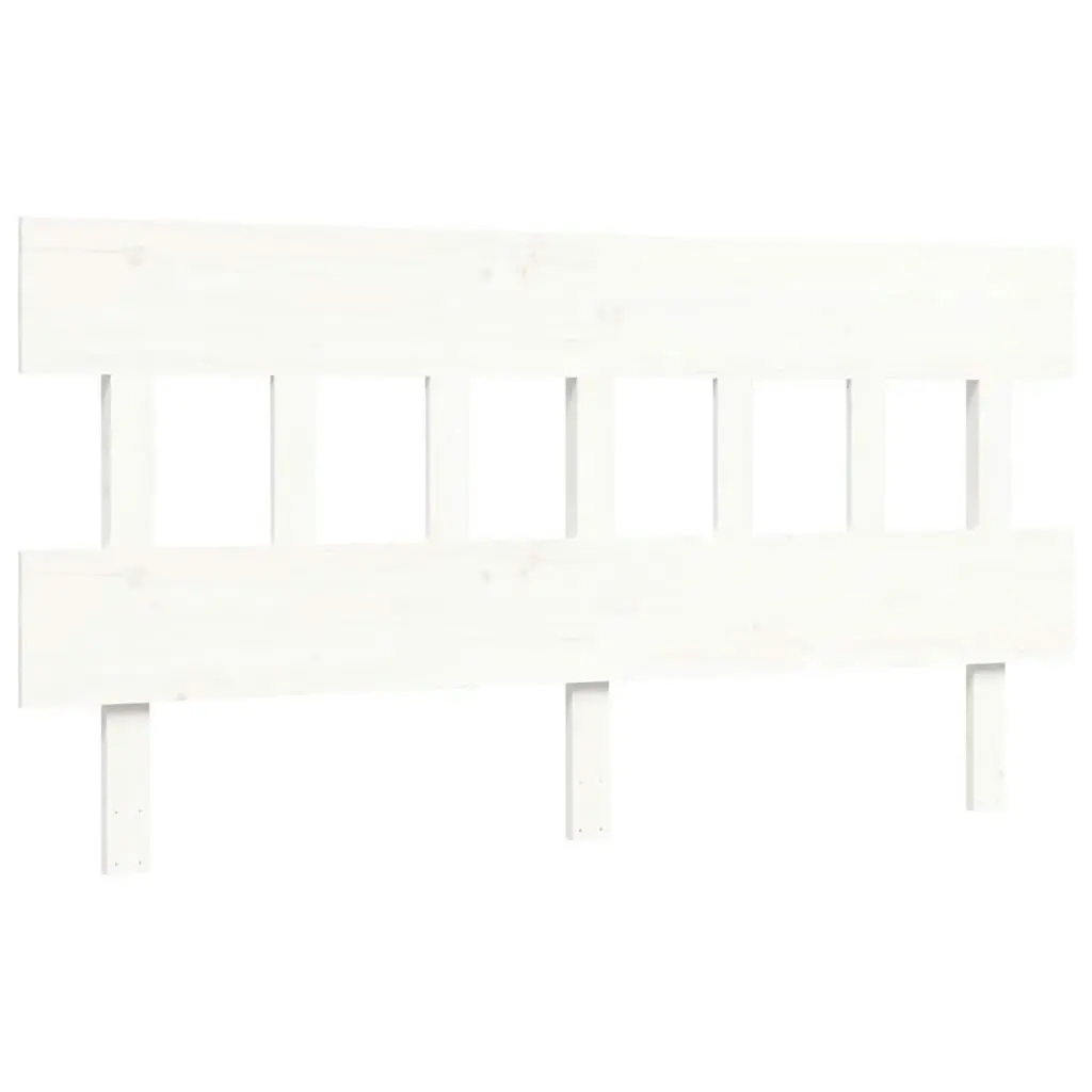 Bed Frame with Headboard  White 153x203 cm Queen Solid Wood 3195162