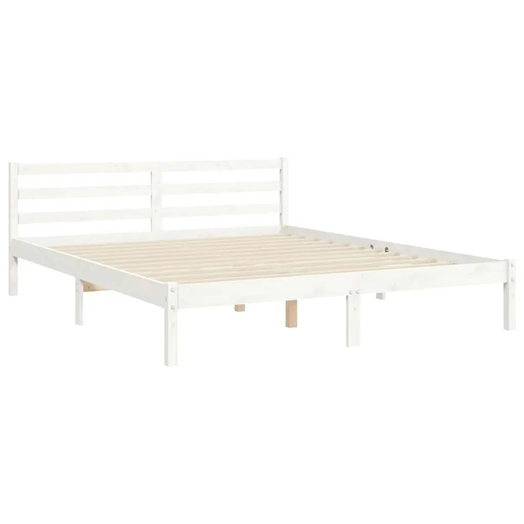 Bed Frame with Headboard  White 153x203 cm Queen Solid Wood 3195162