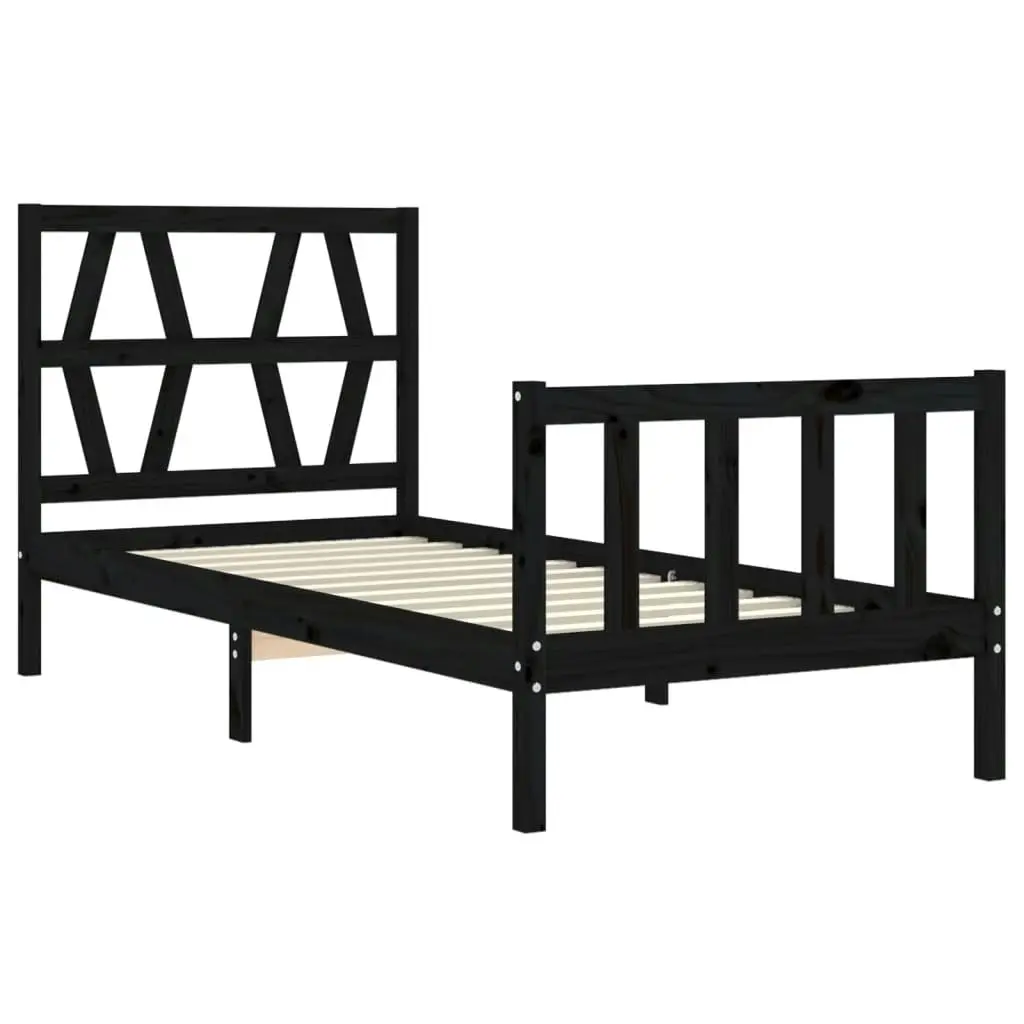 Bed Frame without Mattress Black 90x190 cm Solid Wood Pine 3192460