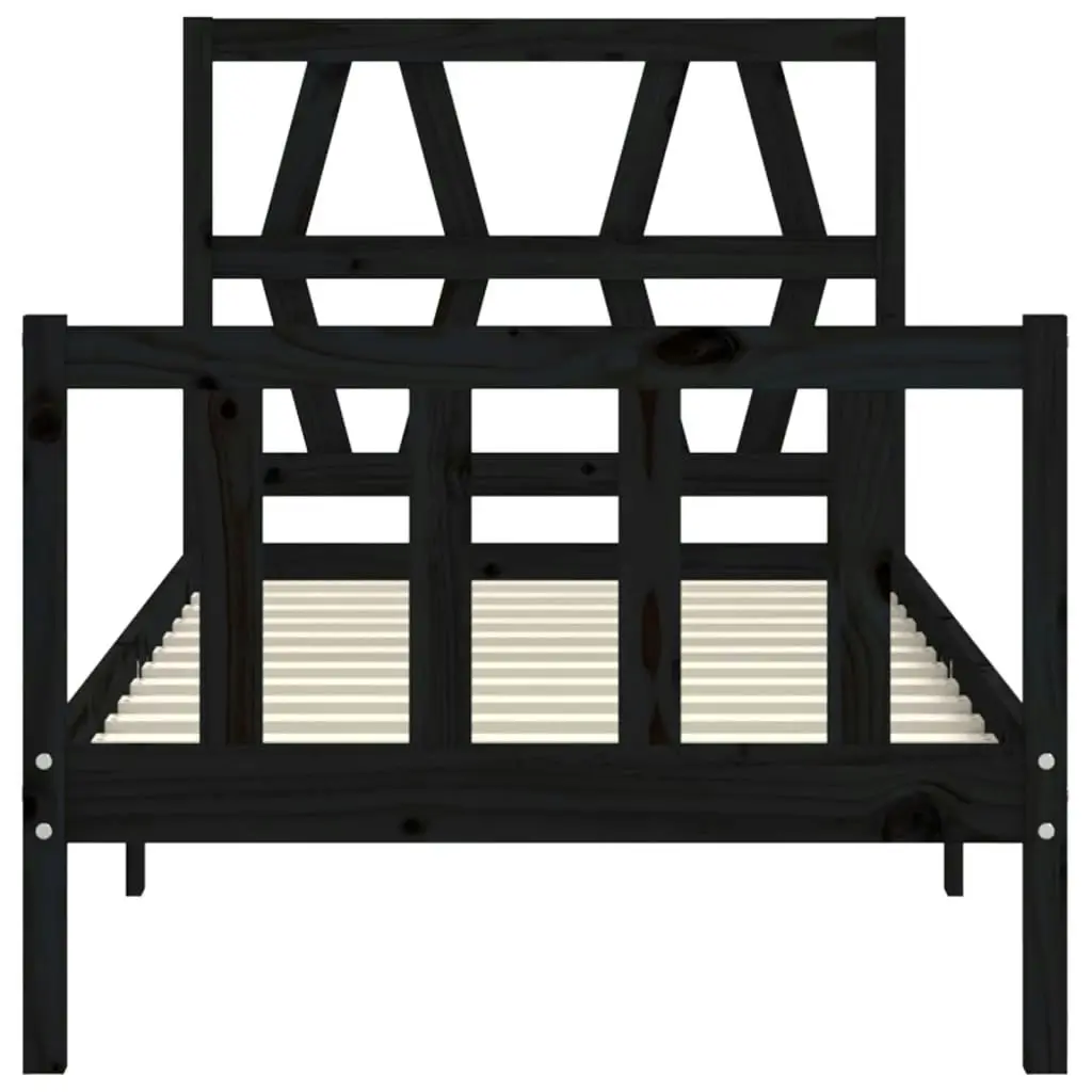 Bed Frame without Mattress Black 90x190 cm Solid Wood Pine 3192460