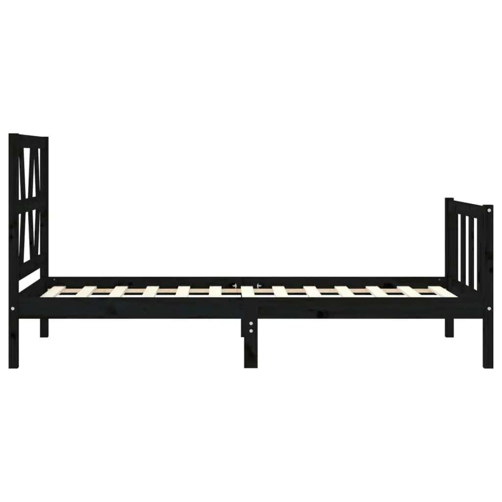 Bed Frame without Mattress Black 90x190 cm Solid Wood Pine 3192460