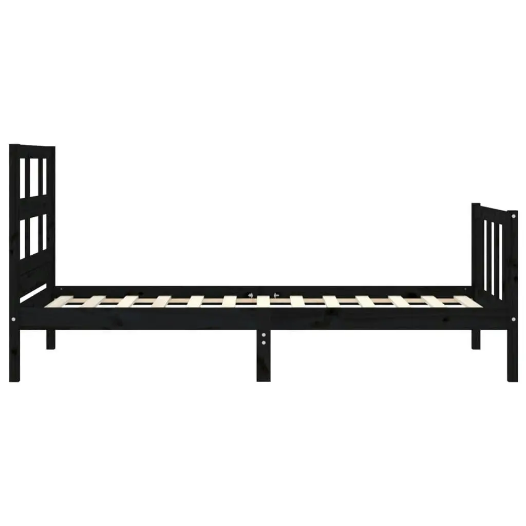 Bed Frame without Mattress Black 90x190 cm Solid Wood Pine 3192980