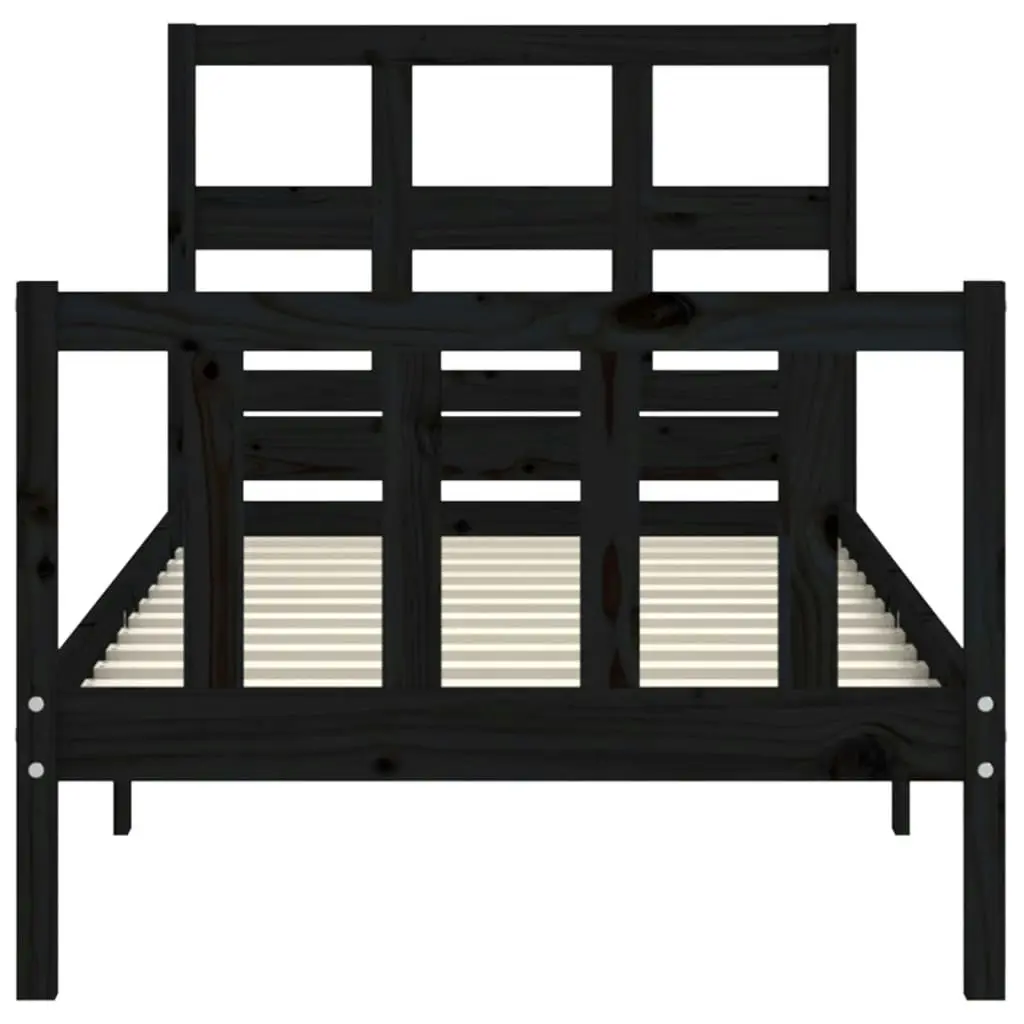 Bed Frame without Mattress Black 90x190 cm Solid Wood Pine 3192980