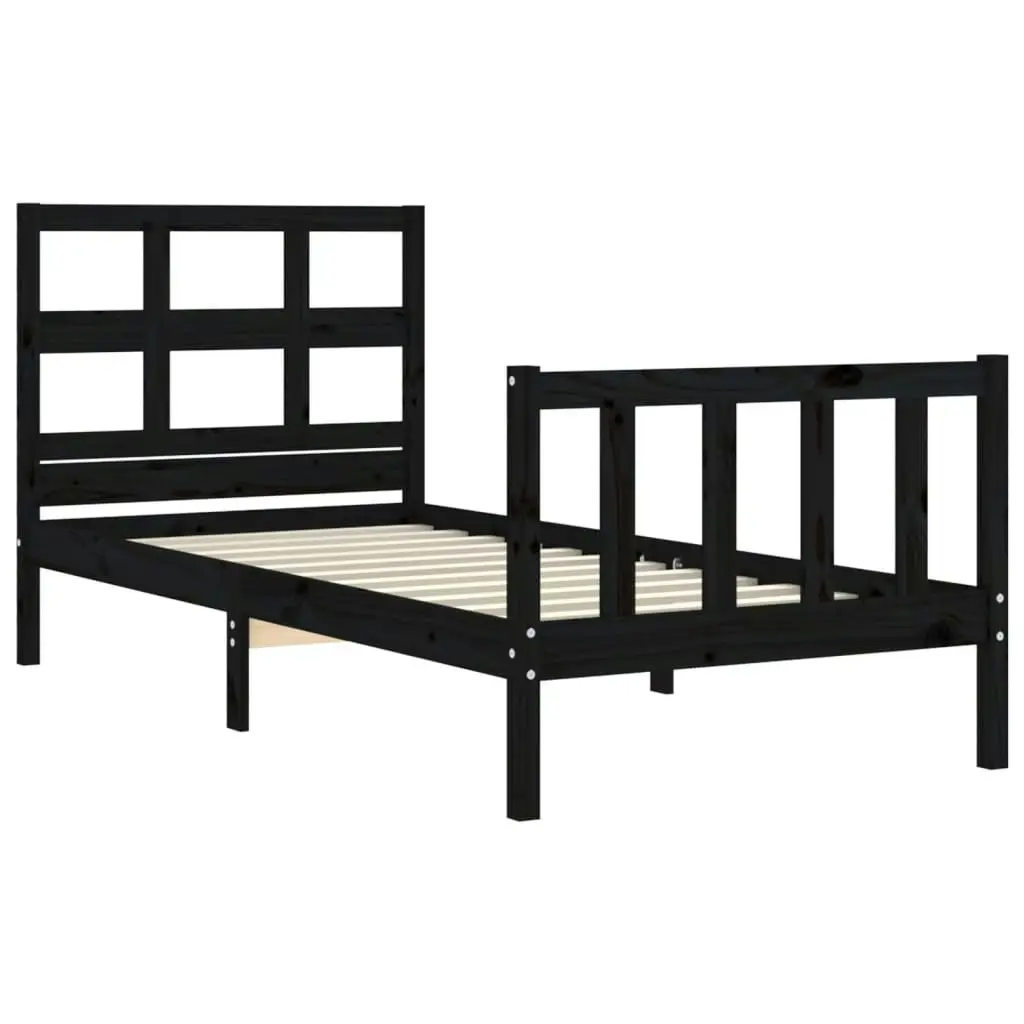 Bed Frame without Mattress Black 90x190 cm Solid Wood Pine 3192980